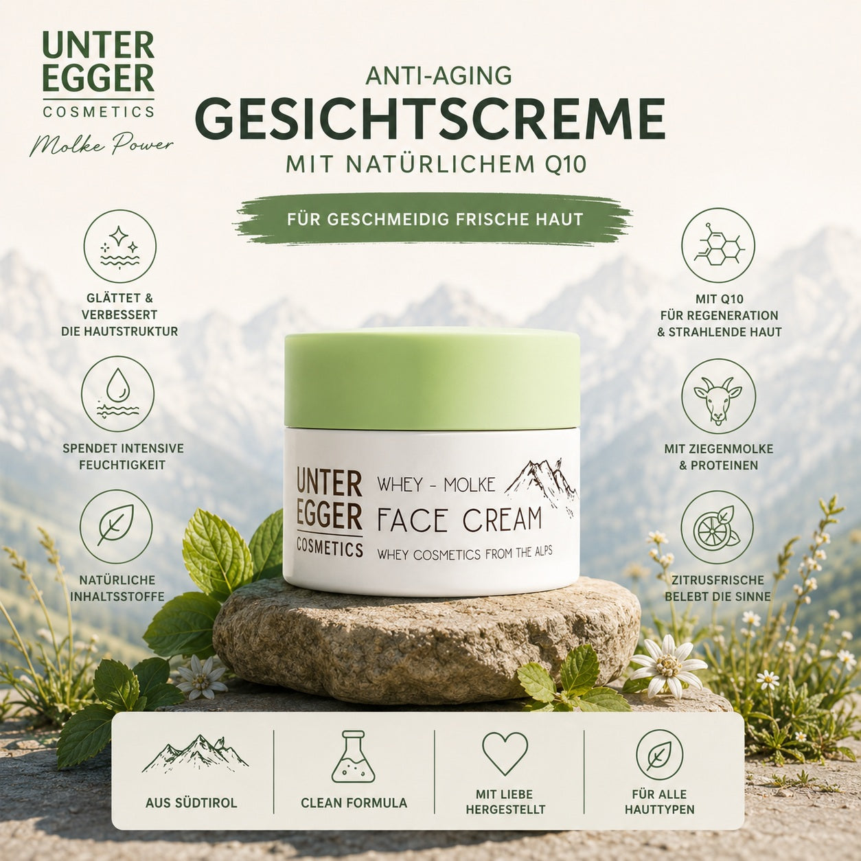 Crema viso Anti-Aging con Q10 naturale, 50 ml